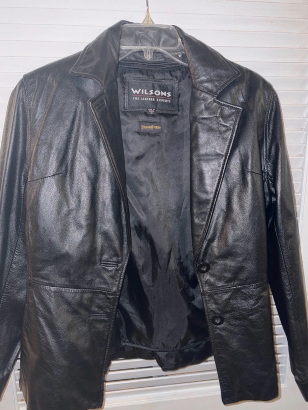 Wilson Black Leather Blazer Jacket with Notch Lapel